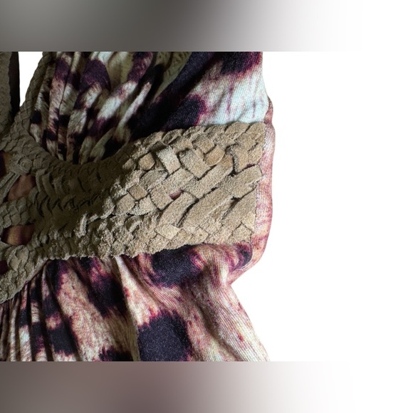 Sky Top Western Leopard Chic Leather Halter Top Strappy halter tie straps XS y2k - Picture 13 of 16